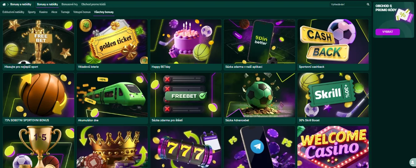 Přehled všech bonusů a akcí SpinBetter